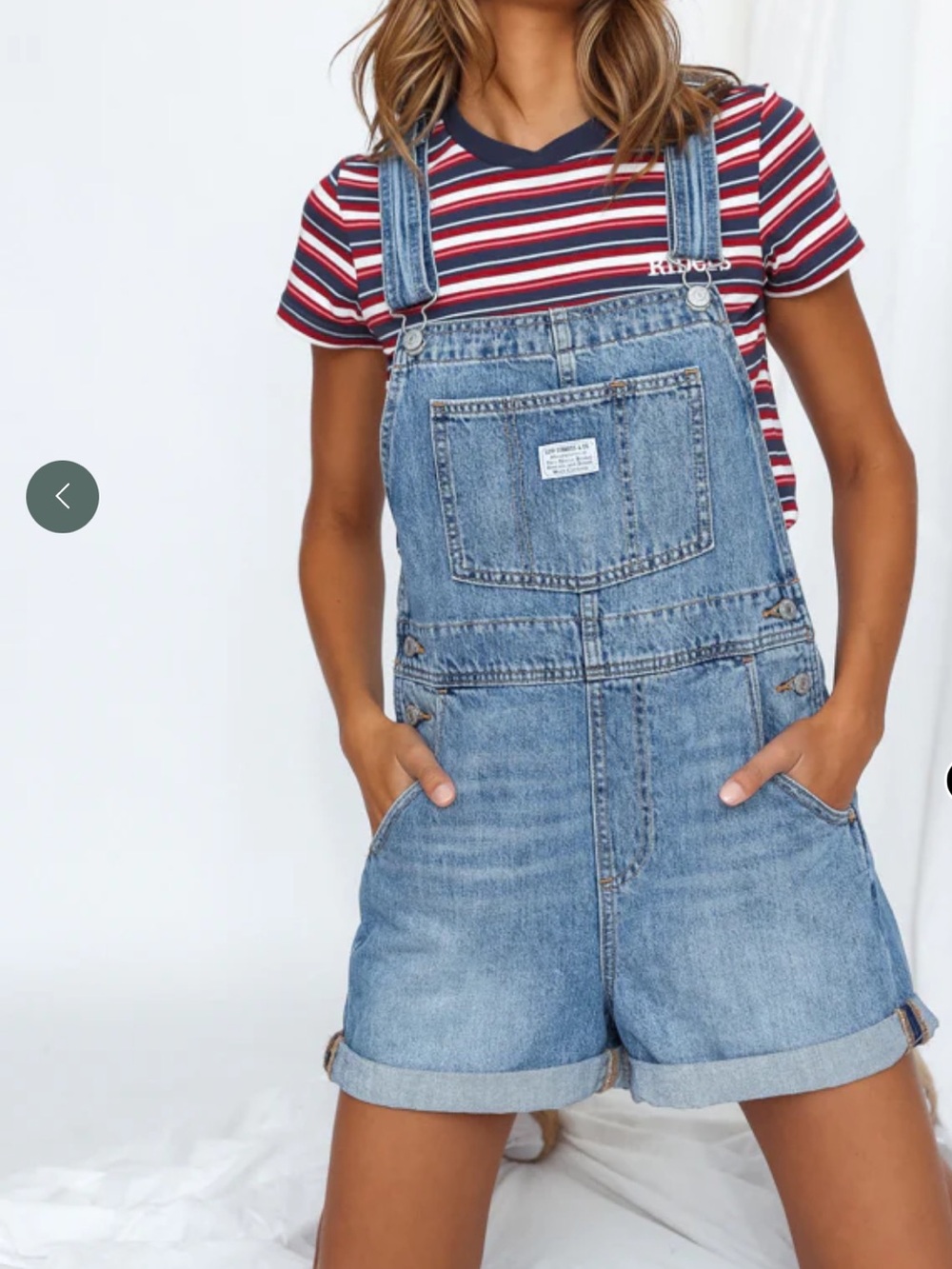 Levi's Light Blue Denim Short Overalls - Picture 2 of 7
